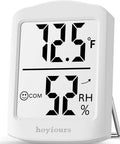 Smart Indoor Hygrometer Digital Thermometer With Quick 3 Second Refresh Humidity Meter With Comfort Indicator, white display.