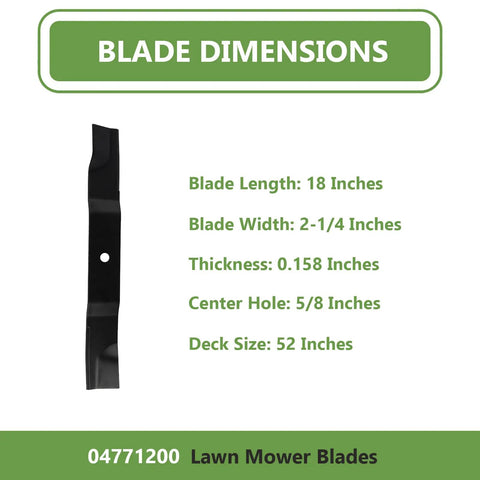 Heavy Duty 52 Inch Lawn Mower Blades Replacement Replaces OEM 04771200 And Fits Gravely ZT X ZT XL Series As Well As Ariens IKON X XL