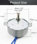 AC 110V Synchronous Turntable Motor with dimensions, 7mm shaft, 4W for DIY projects.