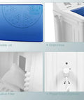 Chill Compact Twin Tub Washing Machine, 12 Lb Washer And 8 Lb Spinner Combo, features visible lid, drain hose, built-in filter, and power cord organizer.