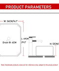 Dimensions of Modern Artistic Bathroom Vessel Sink - Above Counter Ceramic Washbasin - 49 x 36 x 12 cm for Indoor/Outdoor Use.