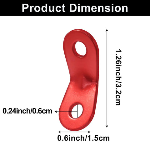 Red aluminum 20 Pack Tent Tensioners And Guyline Cord Adjusters Aluminum Alloy Wind Rope Buckles for Secure Shelter Setup dimensions