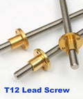 T12 Threaded Trapezoidal Lead Screw 12mm Diameter, 4mm Lead And 2mm Pitch, Stainless Steel With Copper Nut For 3D Printers And Linear Motion Tables, Lengths From 100mm To 1000mm, Durable DIY Motor Screw, threaded lead screw with copper nut