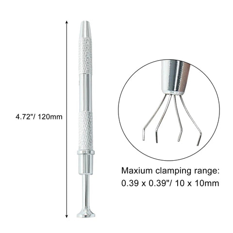 4 Claw Pick Up Tool With Stainless Steel Prongs, Waterproof And Corrosion-Resistant Ball Grabber For Jewelry, Terp Pearls, IC Chips, Nails And Tiny Electronics Components, Easy Grabber, Silver
