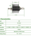 Pro Grade SMA Male To SMA Female RF Attenuator 30dB Attenuation 10W Power Handling 50 Ohm Coaxial Attenuator DC To 8 GHz Low VSWR 1.20 with dimensions and specifications table