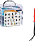 All In One 680 Piece Car Body Push Retainer Pin Kit With Auto Removal Tools For Bumper And Door Trim Panels Replacement Includes Extra Clips And Universal Fit For Most Cars clear organizer case and red removal tool
