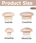 Four sizes of 120 pieces wood plugs for screw holes in furniture cabinets and tables, showing measurements in hardwood material.