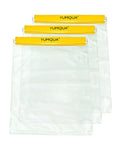 Yellow Large Waterproof Dry Bags 3 Pack Clear Pouches for Documents Maps Phone Keys and Camera, front view of bags
