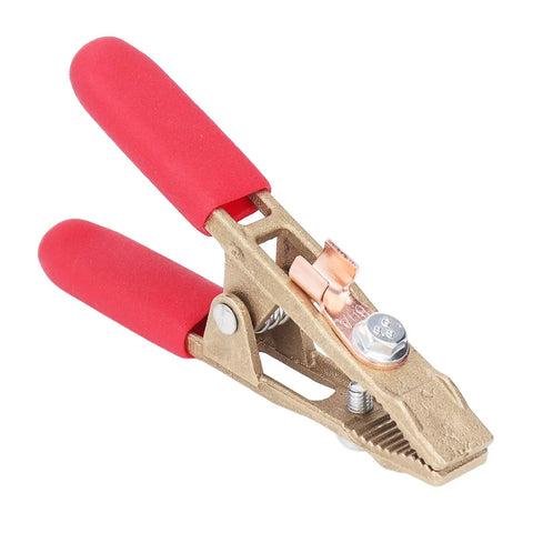 Heavy Duty A Shape Earth Wire Clamp For Electric Argon Arc Welding Plie With 260A Amp Brass Grounding Work Tool and Big 40mm Jaw Opening Featuring Red Safety Cover