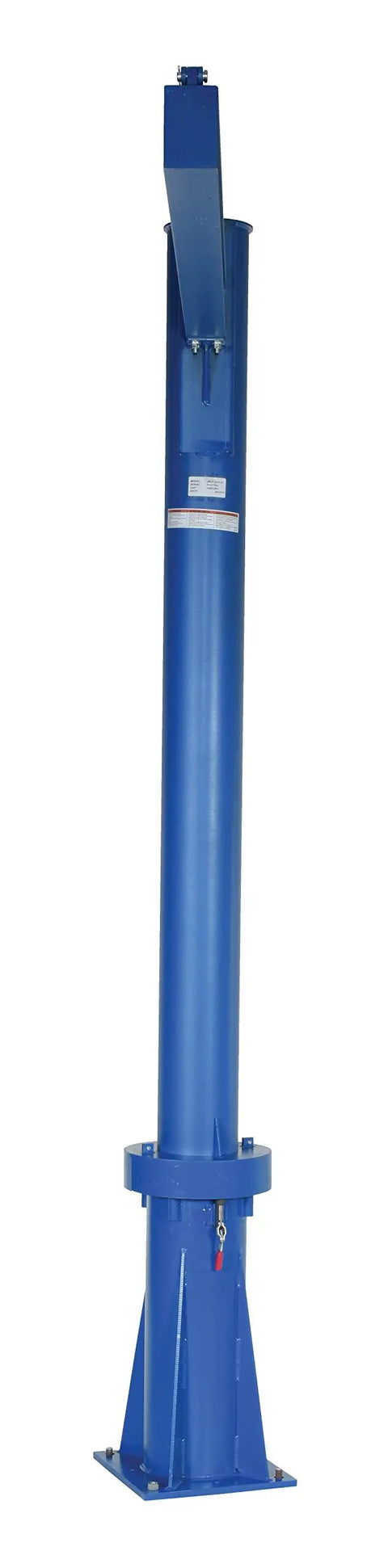 Heavy Duty Transportable Multi Station Jib Crane Crushing 1000 Pounds Like A Boss Along A Smooth 10 Foot Arc For Quick Warehouse Layout Relocations And Storage blue upright structure with a 6-foot beam