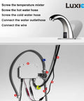 Touchless Motion Sensor Bathroom Faucet Battery Operated Brushed Nickel No Touch Sink Faucet installation guide