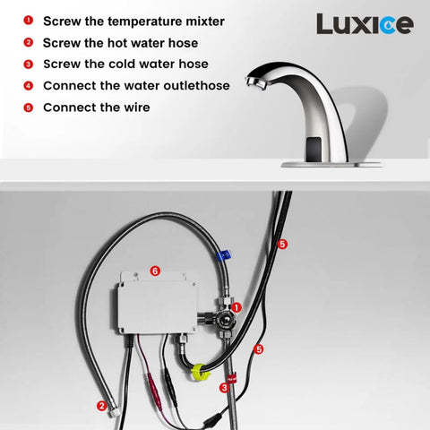 Touchless Motion Sensor Bathroom Faucet Battery Operated Brushed Nickel No Touch Sink Faucet installation guide