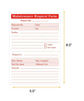 Two Part Carbonless Maintenance Request Forms Book Set, 50 Packs of 100 Sheets Per Book, 5.5 x 8.5 in form