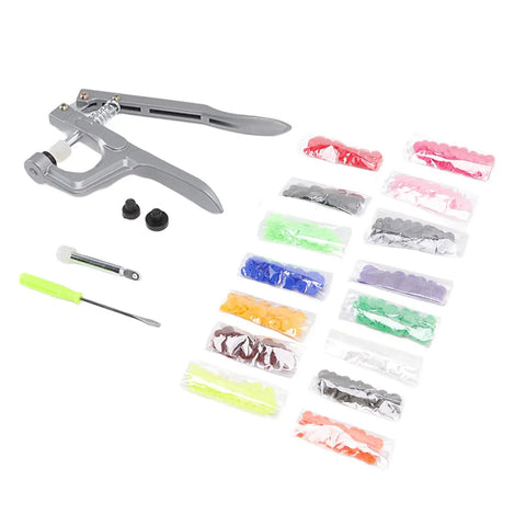 Must Have Go To Plastic Snap Set Kit With 150 T5 Buckles In Various Colors For Clothing And Sewing Projects Durable Plastic Snaps And Handy Snap Plier For DIY Repairs And Craft Projects, with plier and colored snaps