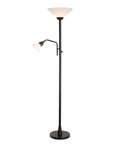 Rush Floor Lamp In Oil Rubbed Bronze 72 Inch Tall Torchiere With White Glass Shade, dual-head design for living room lighting