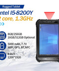 Built Like A Tank Industrial Rugged Tablet With Built In Barcode Scanner Running Windows 11 Pro features 8GB RAM and 256GB storage with 8-inch display.