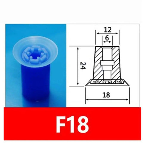 Essential Miniature Industrial Manipulator Suction Cup for Strong Film Plastic Bag Handling with PE Vacuum Nozzle Adapter, F18 model.