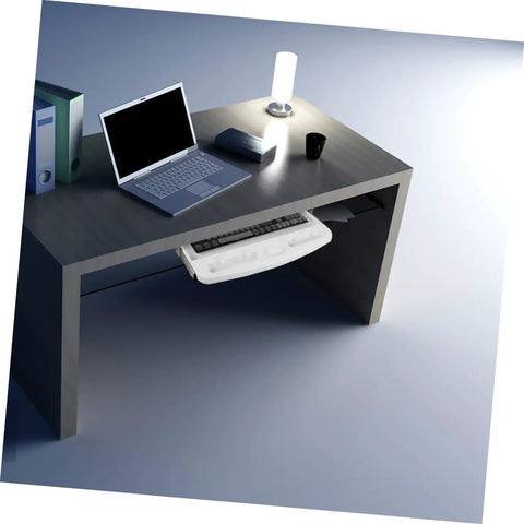 Pull Out Keyboard Tray Under Desk Smooth Glide Setup For Home Office Ergonomic Abs Platform with laptop and clean workspace.