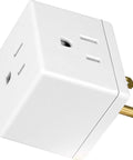 Three Outlet Wall Tap Power Splitter With Grounded 3 Prong Design Space Saving Cube Adapter For Home Office Dorm Room