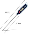 Digital Meat Thermometer Instant Read With Hold Function And Celsius Fahrenheit Switch, 9.1 inch with 5 inch probe