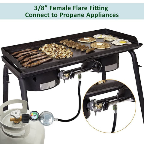 Three Foot Propane Hose Regulator With Gauge For Weber Charbroil Nexgrill Cuisinart Grills Patio Heaters And Fire Pits Low Pressure