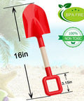 16 Inch Kids Beach Shovels Set With Wooden Handles And ABS Plastic Scoops Durable Sand Spades For Shoveling And Digging Red Shovel