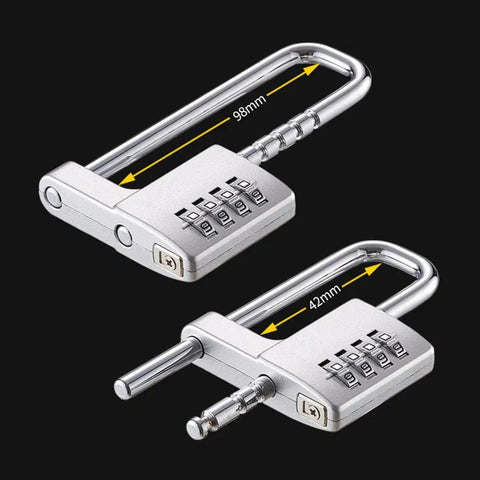 4 Digit Combo Padlock With Two Point Five Inch Wide Body And Three Eighths Inch Stainless Steel Retractable Shackle Outdoor Ready Lock