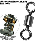 40 Pack Saltwater Barrel Swivels For Big Water Fishing With Stainless Rings And Black Nickel Finish Offshore Tackle Rolling Swivel For Flounder And Shark Rigs Lures Leaders And Line Connectors Size Eight Zero, stainless ring and brass barrel