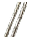 8mm Lead Screw 200mm Length Bi Directional With 2 Brass Nuts for 3D Printers shown in stainless steel with acme thread