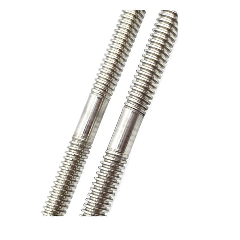 8mm Lead Screw 200mm Length Bi Directional With 2 Brass Nuts for 3D Printers shown in stainless steel with acme thread