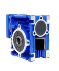 Built Tough Nmrv030 Worm Gear Reducer delivering high torque for Nema23 stepper motors, blue housing with compact design.