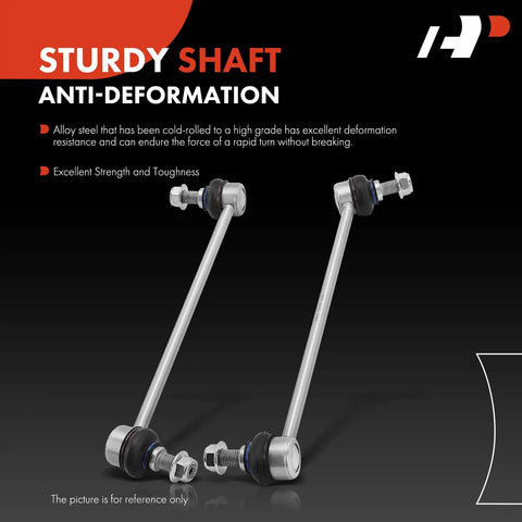 Two Front Sway Bar Links Stabilizer Kit For BMW 2010-2017 shown with sturdy aluminum shaft and bolts