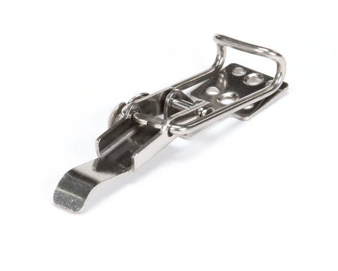 Close-up of Small 2 Hole Metal Latch Kit For Foodservice Containers And Cabinets Built For The Pro Kitchen Crew Durable OEM Replacement Part 60091