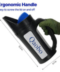 Three Setting Handheld Spreader For Lawn And Garden Fertilizer Grass Seed Salt And Ice Melt With A Two And A Half Liter Hopper And Easy Flow Control For Fine Medium And Wide Spreading Grab And Go Portable Yard And Snow Removal with ergonomic handle.