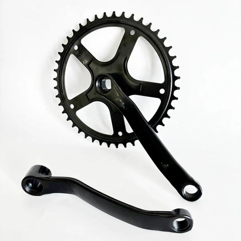 Single Speed Bicycle Crankset 36T 40T 44T 165mm Crankarms Square Taper For Mountain And Road Bikes Black Pedals Image
