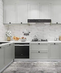 Modern kitchen with Matte Black Cabinet Knobs 10 Pack 1.2 Inch Round Zinc Alloy Drawer Pulls For Dresser Cabinets Kitchens.