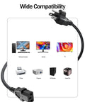 3 Prong AC Power Cord Replacement For Instant Pot And Electric Pressure Cookers Rice Cookers with compatibility chart and cord close-up