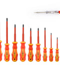Heavy Duty Pro Grade 11 Piece VDE Insulated Screwdriver Set 1000V with Magnetic Black Tips and Safety Tester