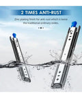 Heavy Duty Locking Drawer Slides Pair With Full Extension Ball Bearing Side Mount Rails, zinc finish, 53mm wide