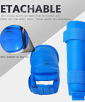 Blue Karate Shin Guard Set With Instep Protection And Gloves, WKF Certified For Training And Competition, Medium Size