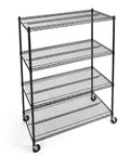 Heavy Duty Four Tier Industrial Metal Storage Rack That Rolls Smooth With Lockable Casters And No Tool Quick Assembly for garage.