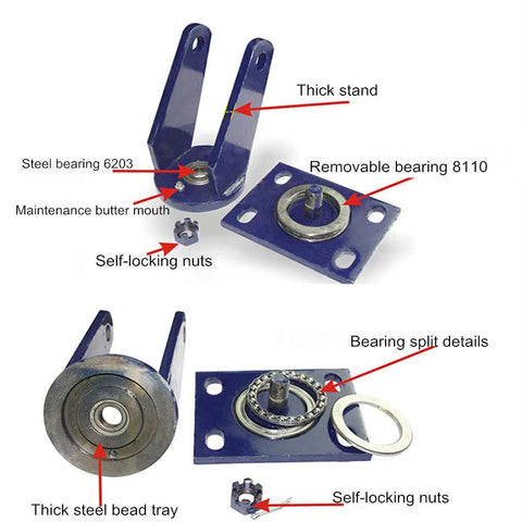 12 Inch Heavy Duty Plate Caster Wheels With Brake, Super Load Bearing Nylon Rollers, detailed view of parts and features