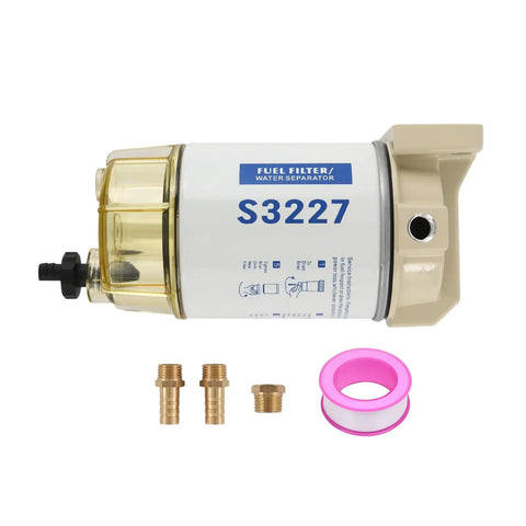 Mercury Marine Outboard Fuel Filter Water Separator Assembly With 3/8 Inch Barb And 1/4 Inch NPT Fittings Replaces 320R 490R RAC 01 18-7948 9-37882 18-7922 18-7922-1