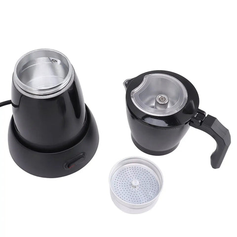 Electric Espresso Maker 6 Cup Mocha Pot Portable Italian Style Coffee Brewer For Camping And Travel 550W 110V Aluminum