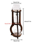 Slick Portable Cold Brew Coffee Maker Tower Featuring Adjusted Drip Speed And Generous 600 ML Size with a sleek glass and wood design.
