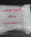 Five Thousand Piece Set Of Five Inch Natural Snap Lock Loop Lock Fasteners packaged in a clear bag, showing 1000 white loop pins.