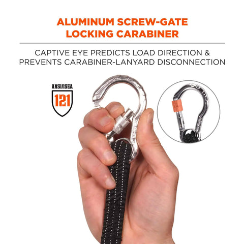 Hand holding Bulk Pack Of 10 Tool Lanyards With Carabiner And Adjustable Loop Worksite Ready Standard Length ANSI ISEA 1212018