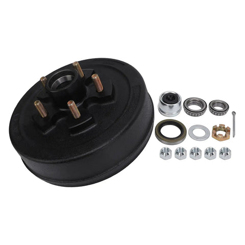 Genuine Heavy Duty 10 Inch Trailer Brake Hub Drum With 5 Bolts And 5 On 4.5 Inch Pattern For 3500 Lbs Trailers Anti Corrosion Hub Assembly with bearings.