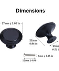 Dimensions of 12 Pack Black Aluminum Cabinet Knobs With Screws, Round Drawer Hardware for Kitchen Cabinets.