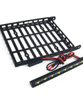 Hella Sick Metal Roof Rack And Luggage Carrier Fits 1 24 Scale RC Crawlers Compatible With Axial Scx24 Gladiator Off Road Truck Upgrade Gear And Spare Parts with LED light.